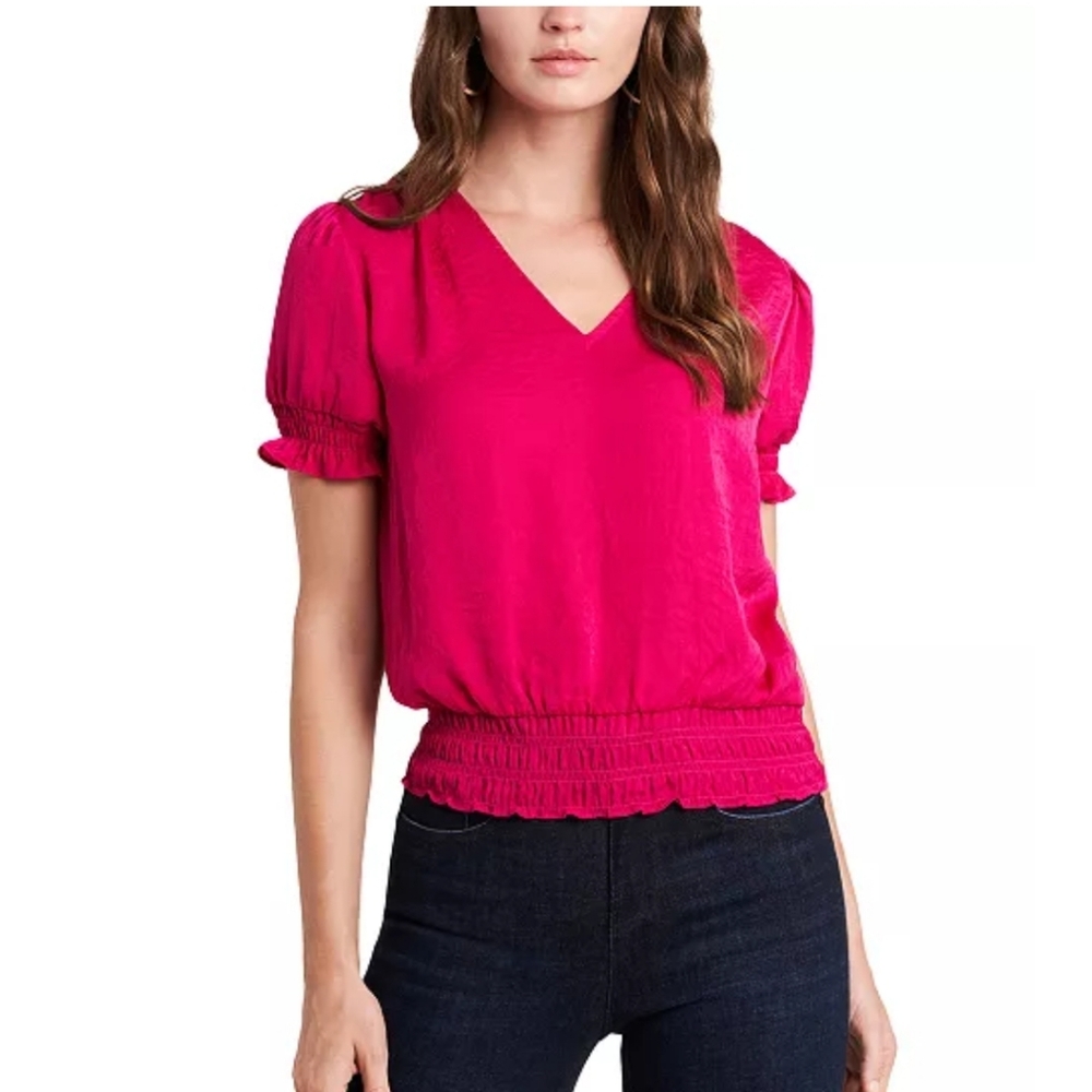 1.State Fuchsia V-Neck Blouse